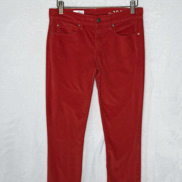 Gap 1969 Women's Red Corduroy Slim Leg Pants Size 26r Holiday Legging Low Rise - Picture 5 of 15
